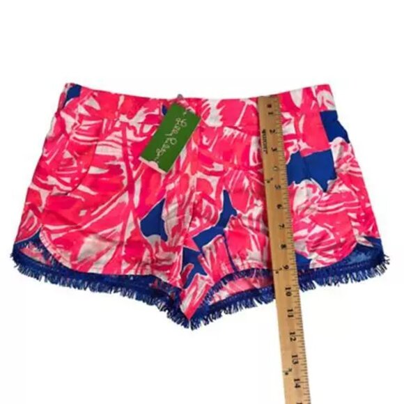 Lilly Pulitzer Womens Cocoa Shorts Tiki Pink Beach Bliss Pocket Fringe XS New - Picture 9 of 10